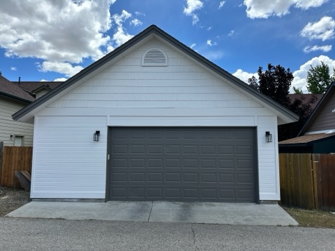 white painted garage